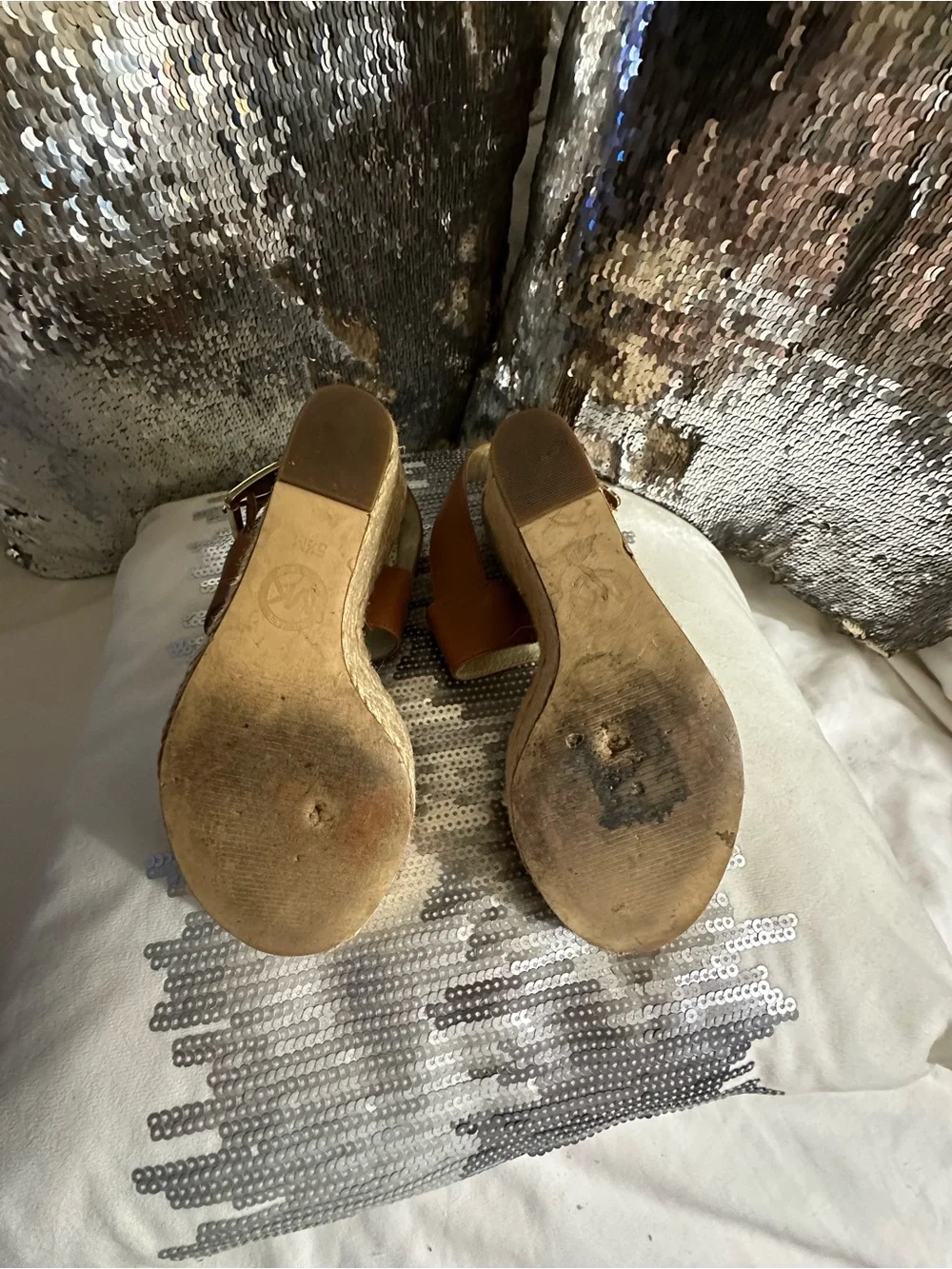 MICHAEL Michael Kors Tan Brown Espadrille Wedge Sandals